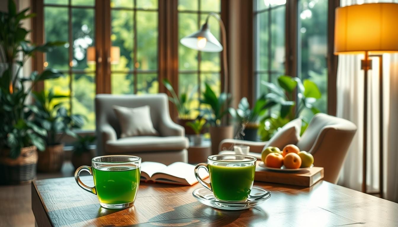 balanced lifestyle with green tea